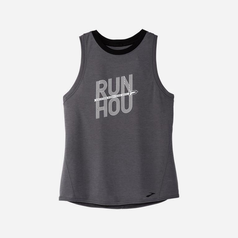 Brooks Houston22 Distance Graphic Womens Running Tank Top - Shadow Grey/Run HOU - Philippines (95314